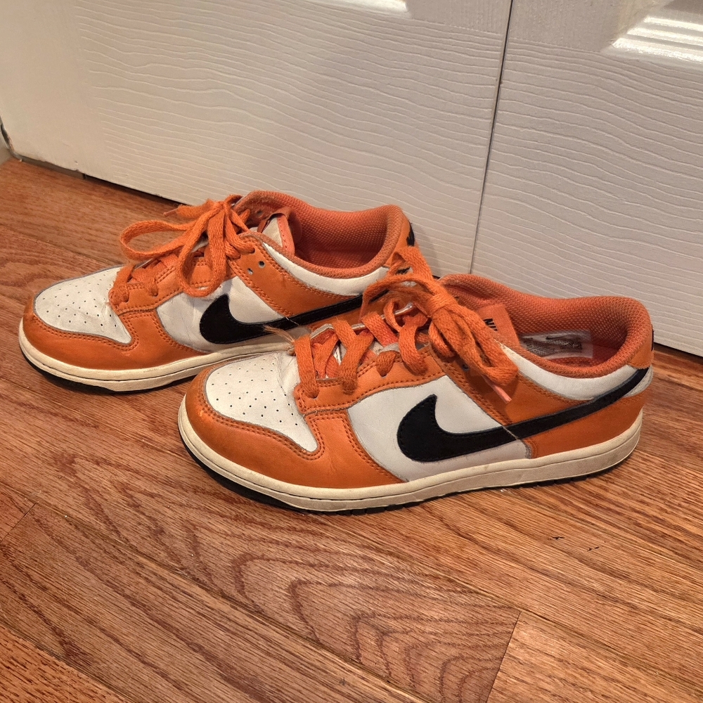 Nike Kids' Orange and White Sneakers with Black Swoosh